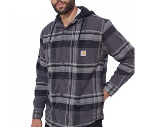 Carhartt RF Flannel Fleece Hooded Black Shirtjack Heren Carhartt RF Flannel Fleece Hooded Black Shirtjack Heren