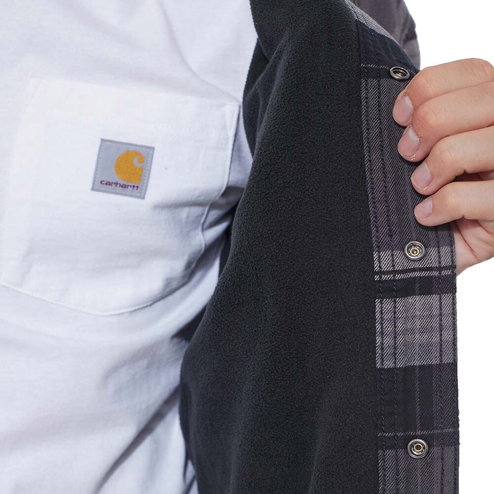 Carhartt RF Flannel Fleece Hooded Black Shirtjack Heren Carhartt RF Flannel Fleece Hooded Black Shirtjack Heren