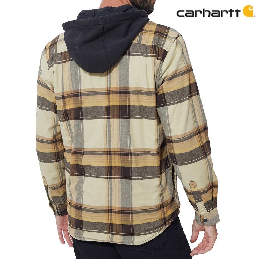 Carhartt RF Flannel Fleece Hooded Dark Brown Shirtjack Heren Carhartt RF Flannel Fleece Hooded Dark Brown Shirtjack Heren