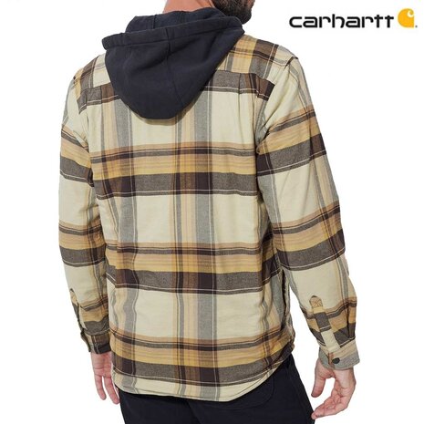 Carhartt RF Flannel Fleece Hooded Dark Brown Shirtjack Heren Carhartt RF Flannel Fleece Hooded Dark Brown Shirtjack Heren