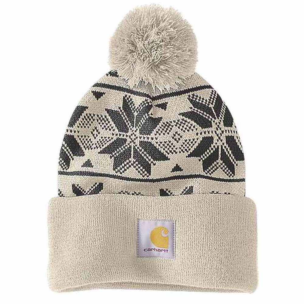 Carhartt Knit Pom Jaquard Oat Milk Beanie Carhartt Knit Pom Jaquard Oat Milk Beanie