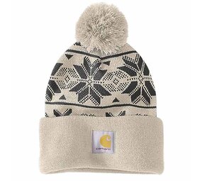 Carhartt Knit Pom Jaquard Oat Milk Beanie Carhartt Knit Pom Jaquard Oat Milk Beanie