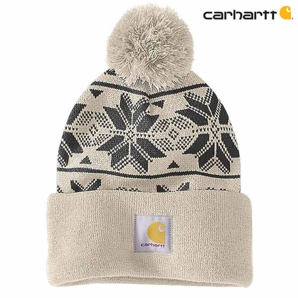 Carhartt Knit Pom Jaquard Oat Milk Beanie Carhartt Knit Pom Jaquard Oat Milk Beanie