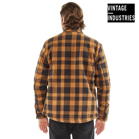 Vintage Industries Craft Heavyweight Sherpa Yellow Check Jas Heren