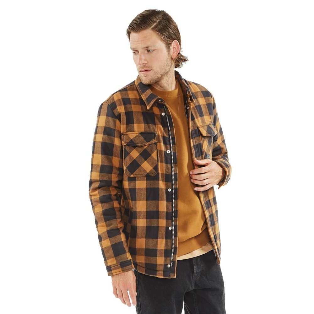 Vintage Industries Craft Heavyweight Sherpa Yellow Check Jas Heren