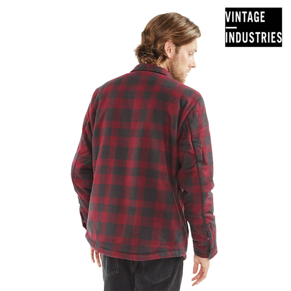 Vintage Industries Craft Heavyweight Sherpa Burgundy Check Jas Heren