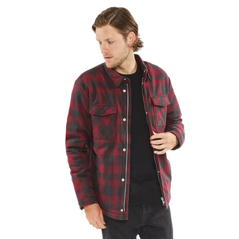 Vintage Industries Craft Heavyweight Sherpa Burgundy Check Jas Heren