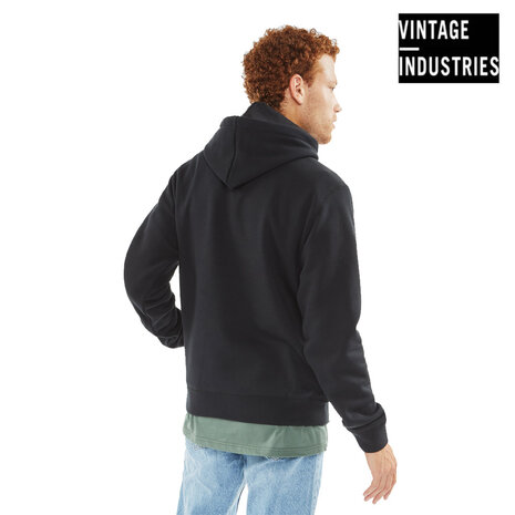 Vintage Industries Derby Black Hooded Sweatshirt Heren Vintage Industries Derby Black Hooded Sweatshirt Heren