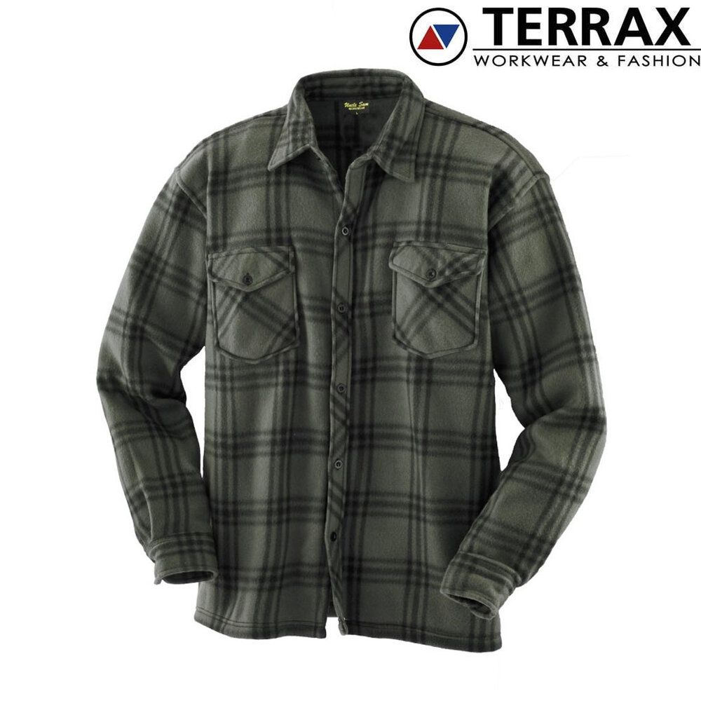 Terrax Fleece Shirt Olijf/Zwart Overhemd Heren