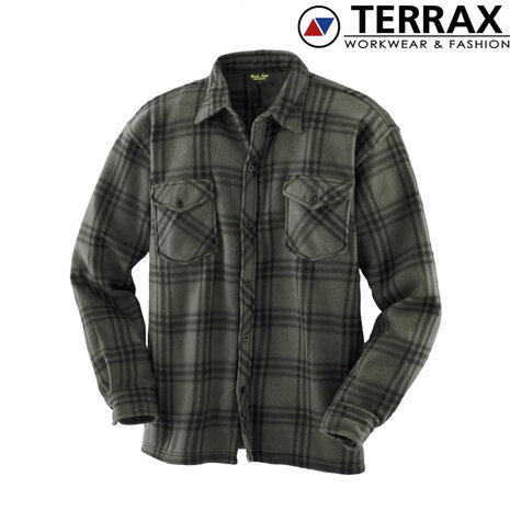 Terrax Fleece Shirt Olijf/Zwart Overhemd Heren