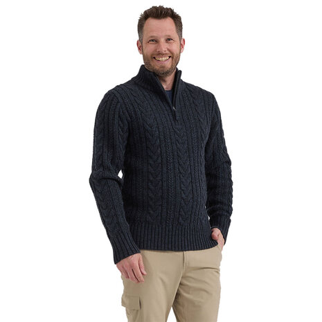 Life Line Marcel Half Zip Navy Knitted Sweater Heren