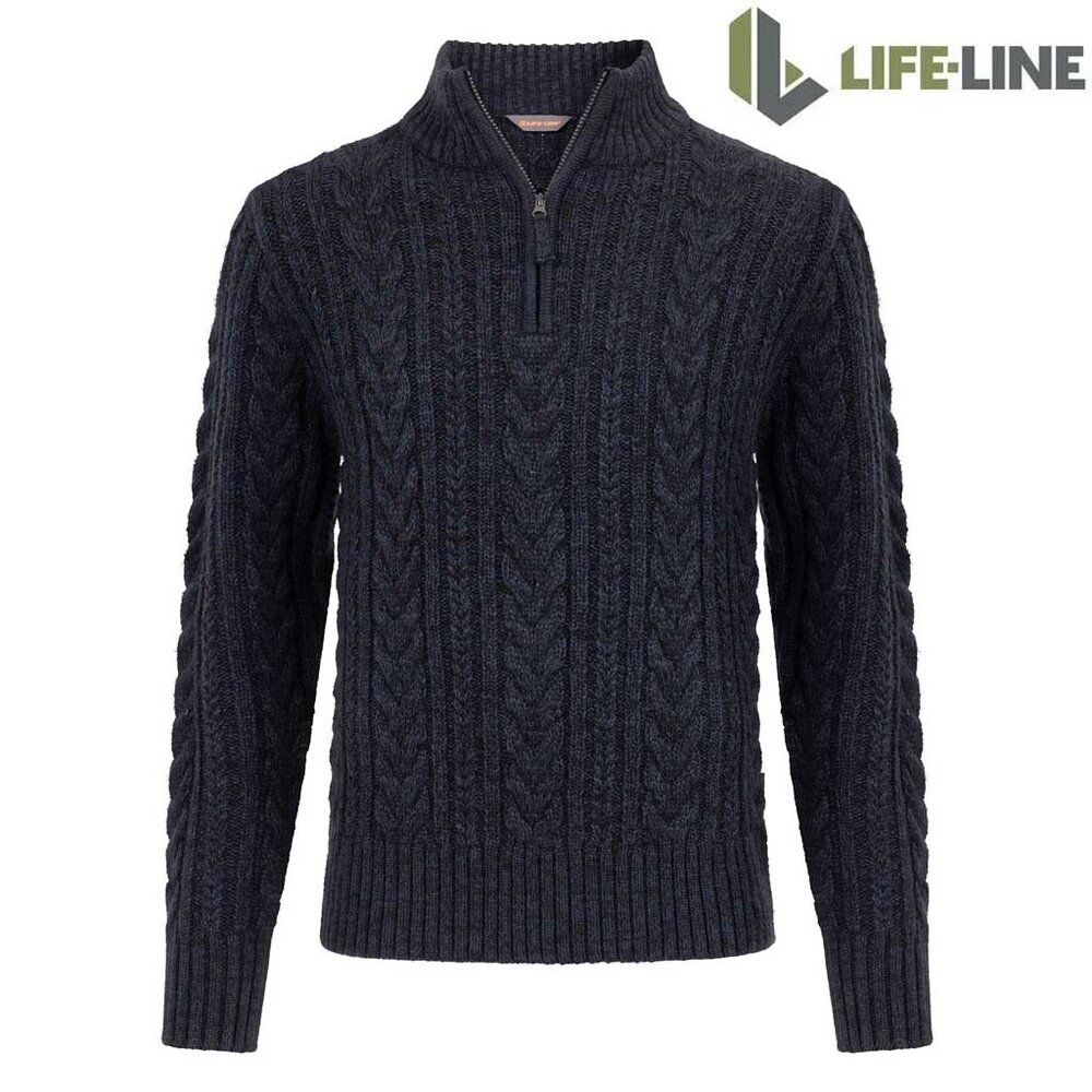 Life Line Marcel Half Zip Navy Knitted Sweater Heren