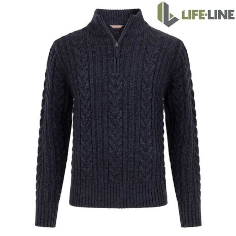 Life Line Marcel Half Zip Navy Knitted Sweater Heren