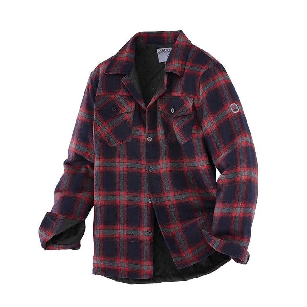 Thermo Plaid Donkerblauw/Rood Overhemd Heren Thermo Plaid Donkerblauw/Rood Overhemd Heren
