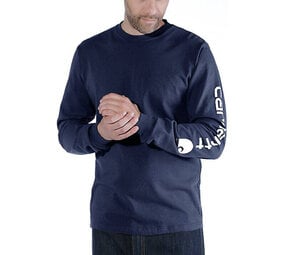 Carhartt Heavyweight Logo Sleeve Graphic Navy Shirt Heren Carhartt Heavyweight Logo Sleeve Graphic Navy Shirt Heren