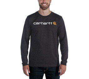 Carhartt Heavyweight Longsleeve Logo Graphic Carbon Heather Shirt Heren Carhartt Heavyweight Longsleeve Logo Graphic Carbon Heather Shirt Heren