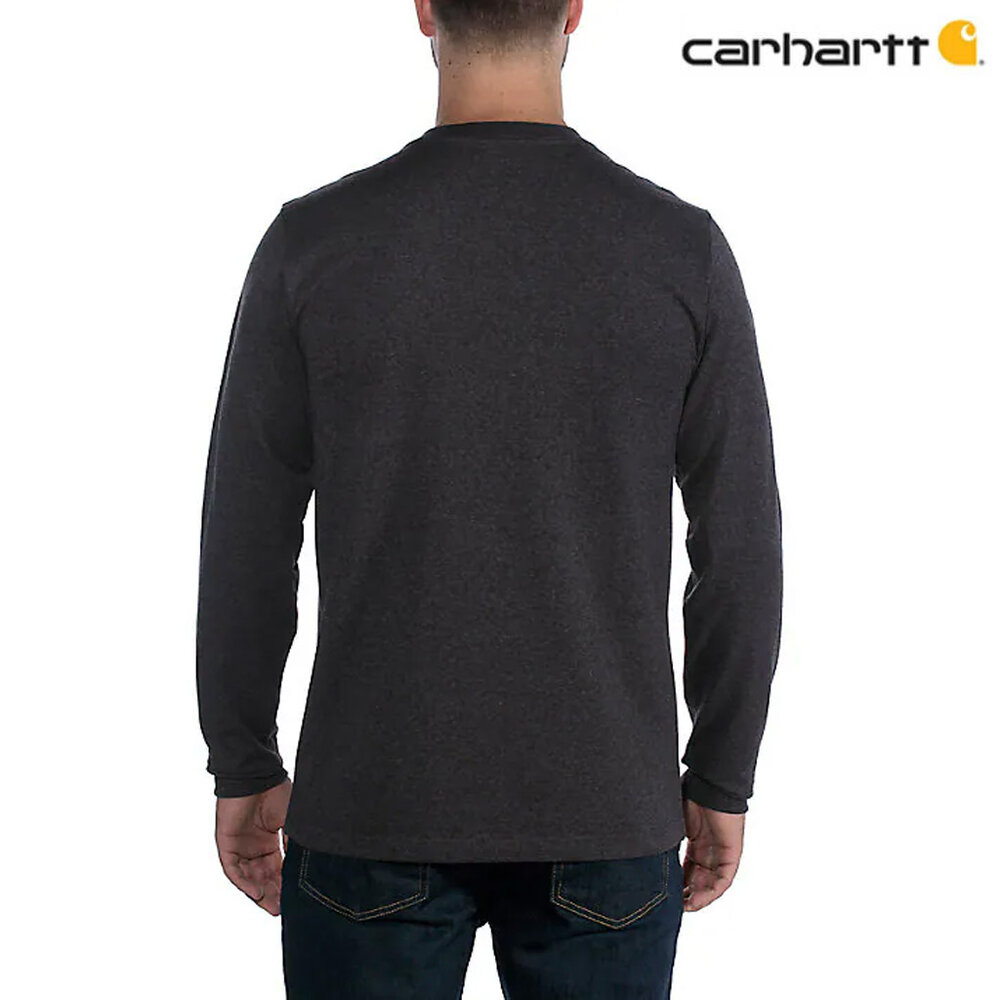Carhartt Heavyweight Longsleeve Logo Graphic Carbon Heather Shirt Heren Carhartt Heavyweight Longsleeve Logo Graphic Carbon Heather Shirt Heren