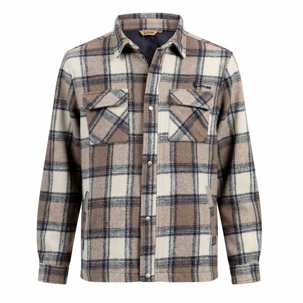 Life Line Pico Beige Check Lined Flannel Shirt Heren