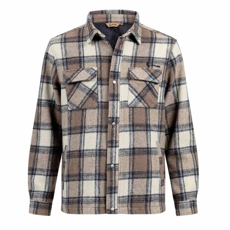 Life Line Pico Beige Check Lined Flannel Shirt Heren