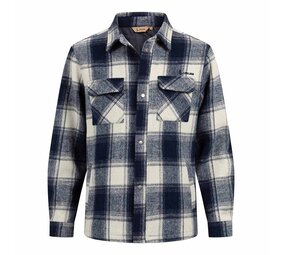 Life Line Pico Navy Beige Check Lined Flannel Shirt Heren Life Line Pico Navy Beige Check Lined Flannel Shirt Heren