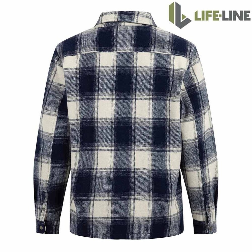 Life Line Pico Navy Beige Check Lined Flannel Shirt Heren Life Line Pico Navy Beige Check Lined Flannel Shirt Heren