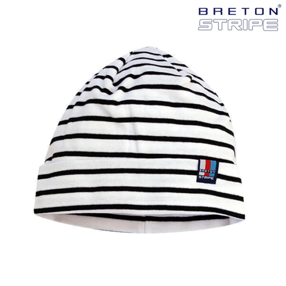 Breton Stripe Classic Bonnet White Black Katoenen Muts