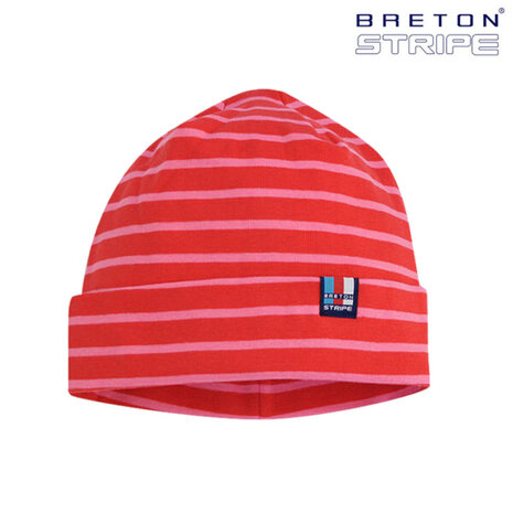 Breton Stripe Classic Bonnet Red Fuchsia Katoenen Muts Breton Stripe Classic Bonnet Red Fuchsia Katoenen Muts
