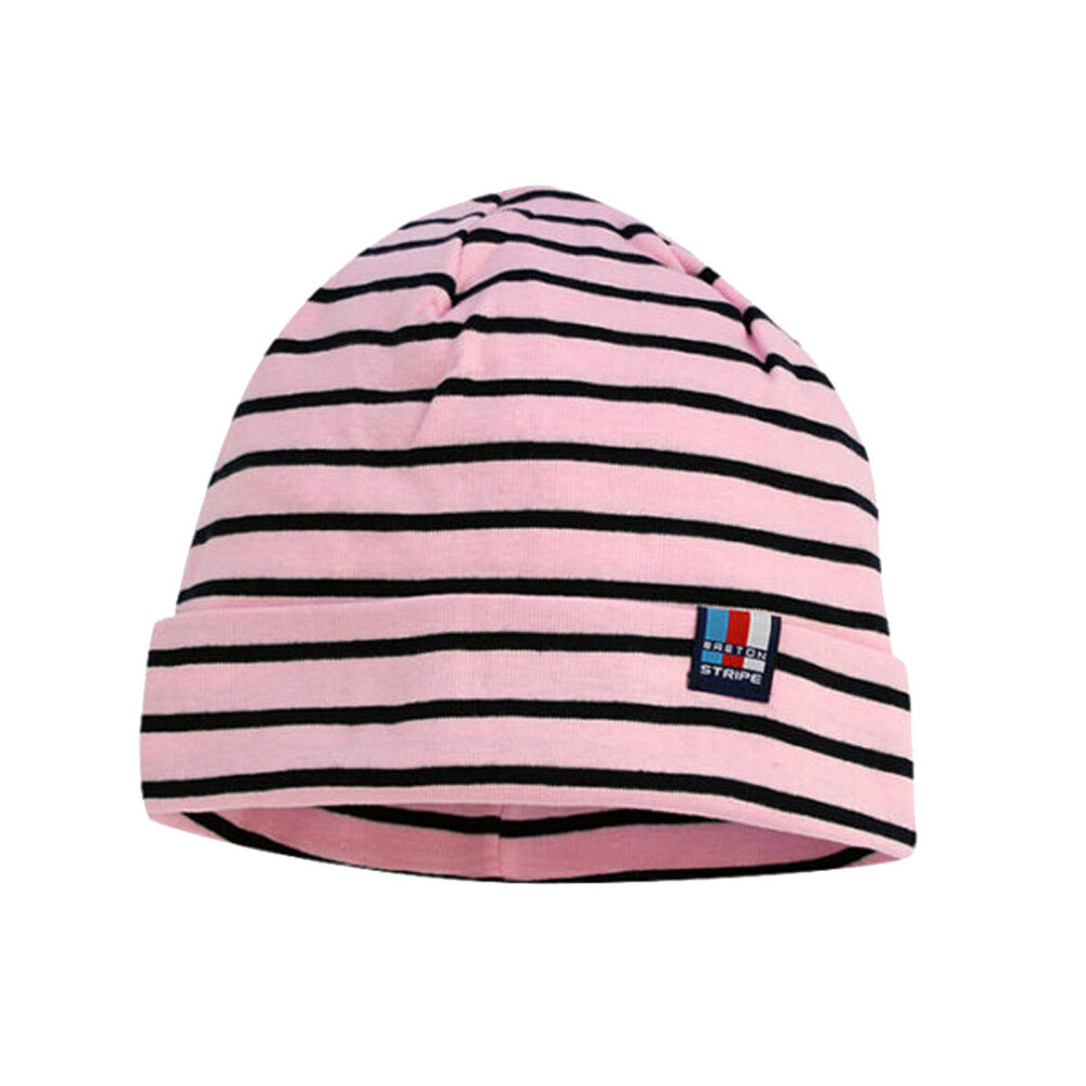 Breton Stripe Classic Bonnet Pink Navy Katoenen Muts