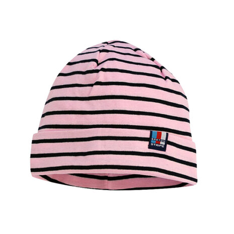 Breton Stripe Classic Bonnet Pink Navy Katoenen Muts