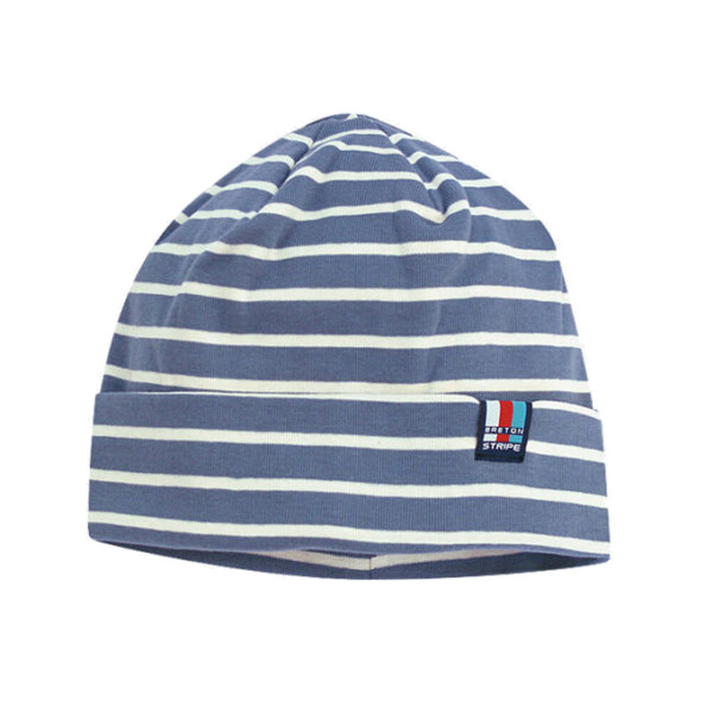 Breton Stripe Classic Bonnet Jeans Natural Katoenen Muts Breton Stripe Classic Bonnet Jeans Natural Katoenen Muts