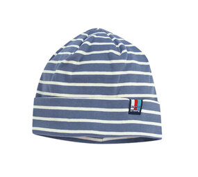 Breton Stripe Classic Bonnet Jeans Natural Katoenen Muts Breton Stripe Classic Bonnet Jeans Natural Katoenen Muts