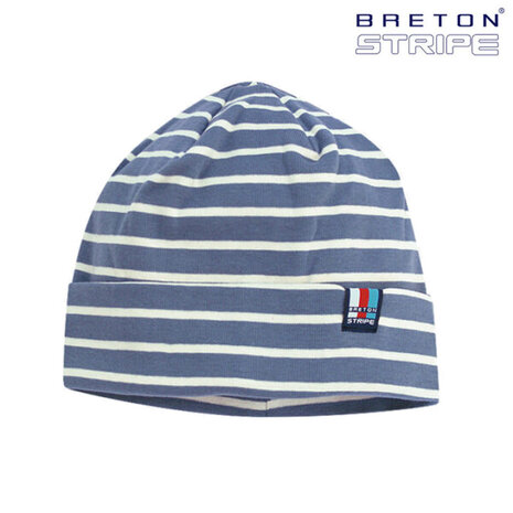 Breton Stripe Classic Bonnet Jeans Natural Katoenen Muts Breton Stripe Classic Bonnet Jeans Natural Katoenen Muts