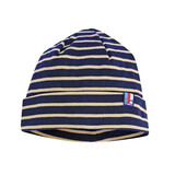Breton Stripe Classic Bonnet Navy Khaki Katoenen Muts