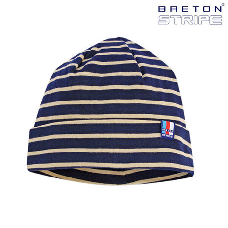 Breton Stripe Classic Bonnet Navy Khaki Katoenen Muts Breton Stripe Classic Bonnet Navy Khaki Katoenen Muts