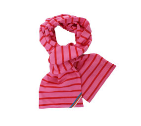 Breton Stripe Classic Maritiem Fuchsia Red Katoenen Sjaal Breton Stripe Classic Maritiem Fuchsia Red Katoenen Sjaal