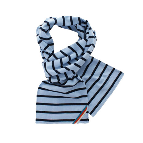Breton Stripe Classic Maritiem Sky Blue Navy Katoenen Sjaal Breton Stripe Classic Maritiem Sky Blue Navy Katoenen Sjaal