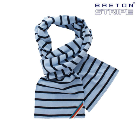 Breton Stripe Classic Maritiem Sky Blue Navy Katoenen Sjaal Breton Stripe Classic Maritiem Sky Blue Navy Katoenen Sjaal