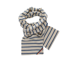 Breton Stripe Classic Maritiem Natural Jeans Katoenen Sjaal Breton Stripe Classic Maritiem Natural Jeans Katoenen Sjaal