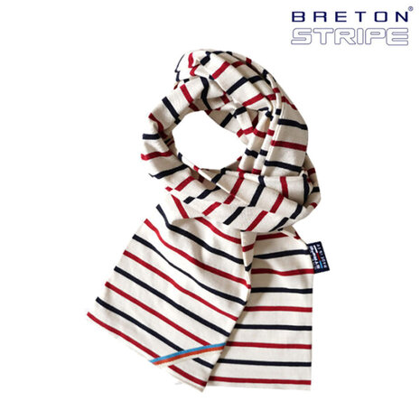 Breton Stripe Classic Maritiem Multi Navy Bordeaux Katoenen Sjaal