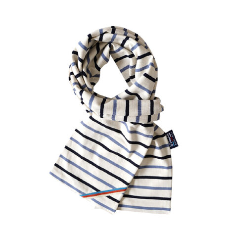 Breton Stripe Classic Maritiem Multi Navy Jeans Katoenen Sjaal Breton Stripe Classic Maritiem Multi Navy Jeans Katoenen Sjaal