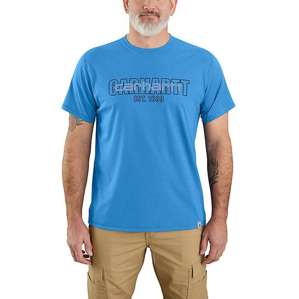 Carhartt Force Relaxed Fit Graphic Engineer Blue Heather T-Shirt Heren Carhartt Force Relaxed Fit Graphic Engineer Blue Heather T-Shirt Heren