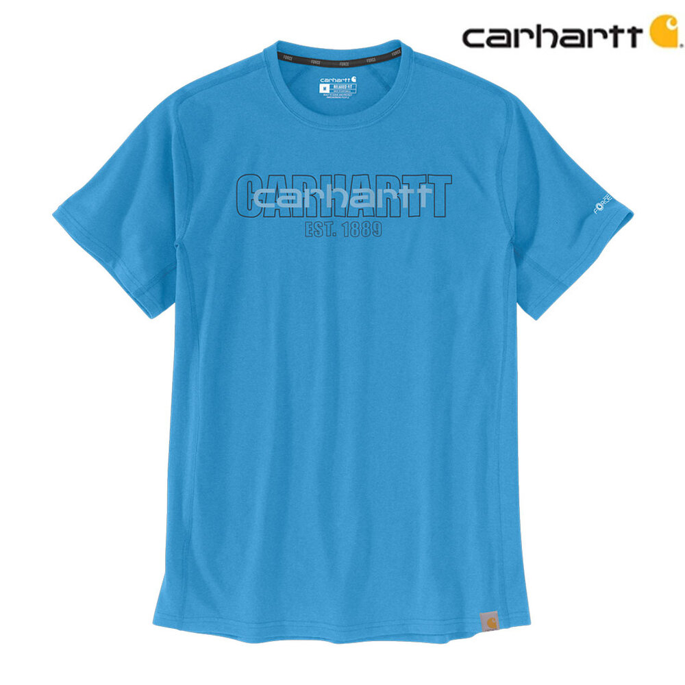 Carhartt Force Relaxed Fit Graphic Engineer Blue Heather T-Shirt Heren Carhartt Force Relaxed Fit Graphic Engineer Blue Heather T-Shirt Heren