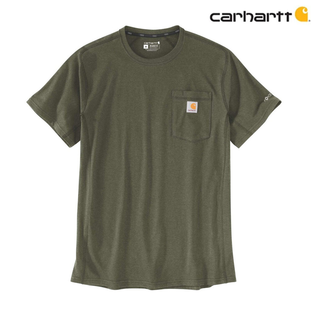 Carhartt Force Relaxed Fit Basil Heather Pocket T-Shirt Heren Carhartt Force Relaxed Fit Basil Heather Pocket T-Shirt Heren