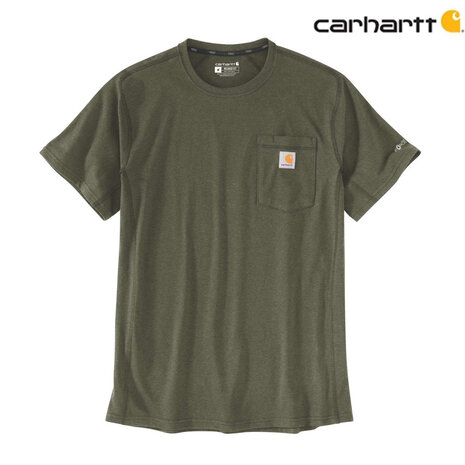 Carhartt Force Relaxed Fit Basil Heather Pocket T-Shirt Heren Carhartt Force Relaxed Fit Basil Heather Pocket T-Shirt Heren