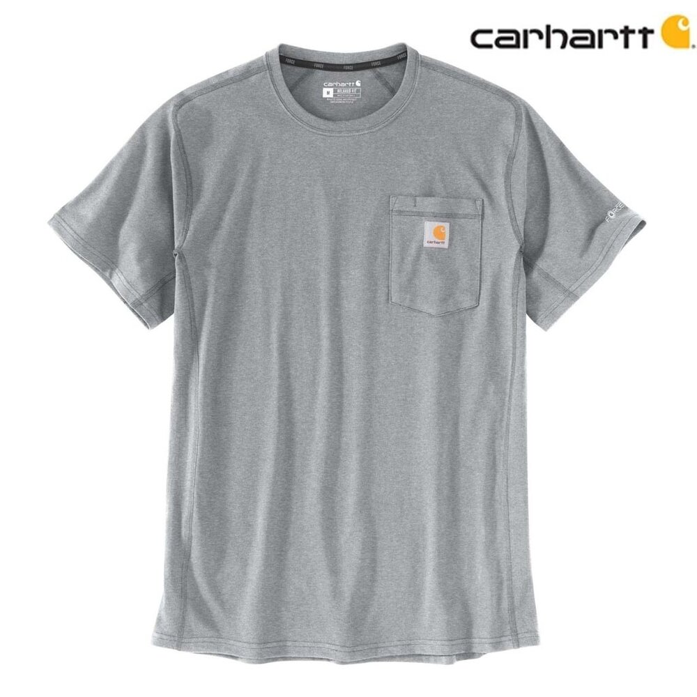 Carhartt Force Relaxed Fit Heather Gray Pocket T-Shirt Heren Carhartt Force Relaxed Fit Heather Gray Pocket T-Shirt Heren
