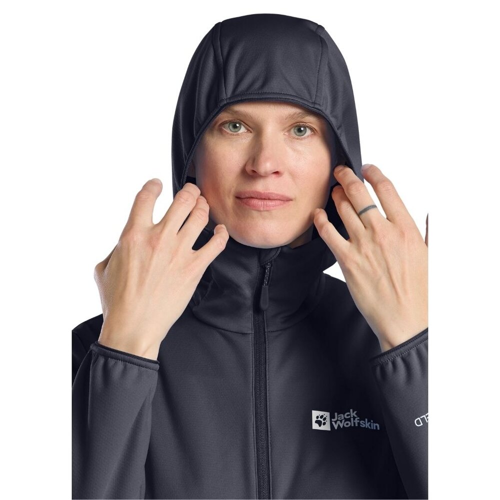 Jack Wolfskin Feldberg Hoody Graphite Softshell Jas Dames Jack Wolfskin Feldberg Hoody Graphite Softshell Jas Dames