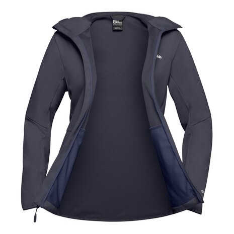 Jack Wolfskin Feldberg Hoody Graphite Softshell Jas Dames Jack Wolfskin Feldberg Hoody Graphite Softshell Jas Dames