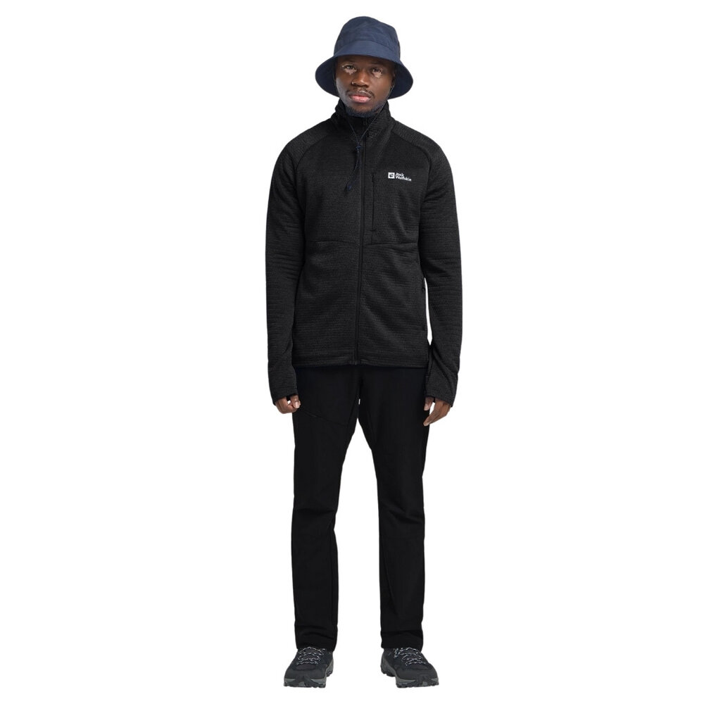 Jack Wolfskin Taiga Full Zip Black Fleece Jack Heren Jack Wolfskin Taiga Full Zip Black Fleece Jack Heren