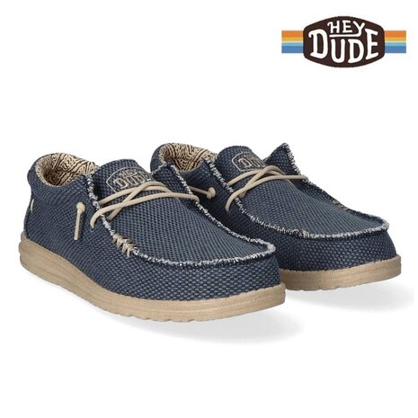 Hey Dude Wally Braided Blue Night Instappers Heren Hey Dude Wally Braided Blue Night Instappers Heren
