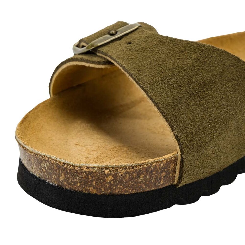 Scholl Estelle Suede Khaki Slippers Dames Scholl Estelle Suede Khaki Slippers Dames